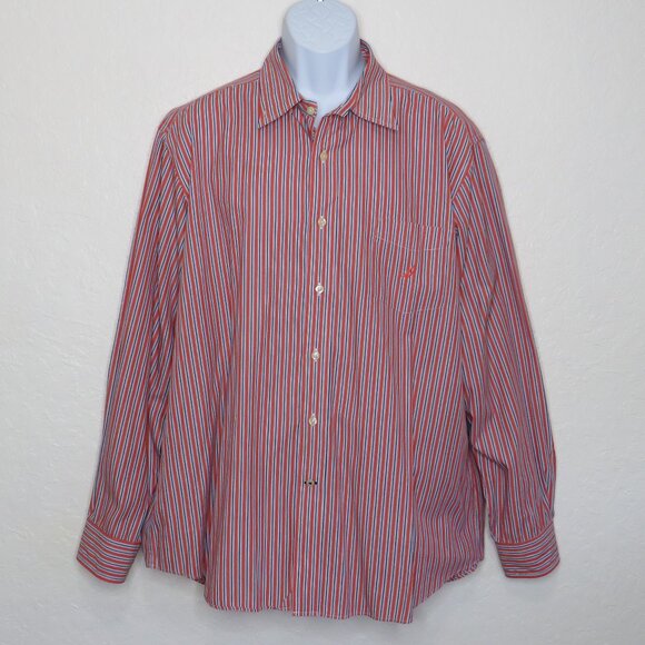 Nautica* Men's Long Sleeve Button Down Curved Hem Stripe Dress Pocket Shirt~ XL - Picture 1 of 11